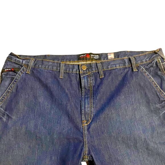 ARIAT FR Cat 2 Men’s Sz 50 x 30 Dark Denim Carpenter Low Rise M4 Bootcut Jeans - Picture 2 of 8